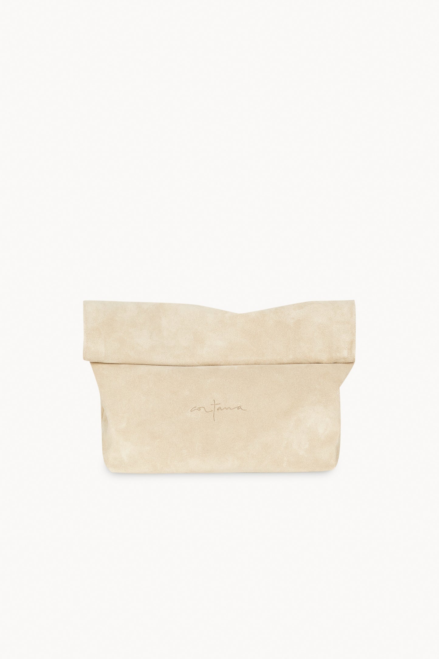 Delhi s, dark beige suede clutch