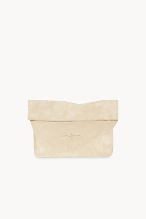 Delhi s, dark beige suede clutch