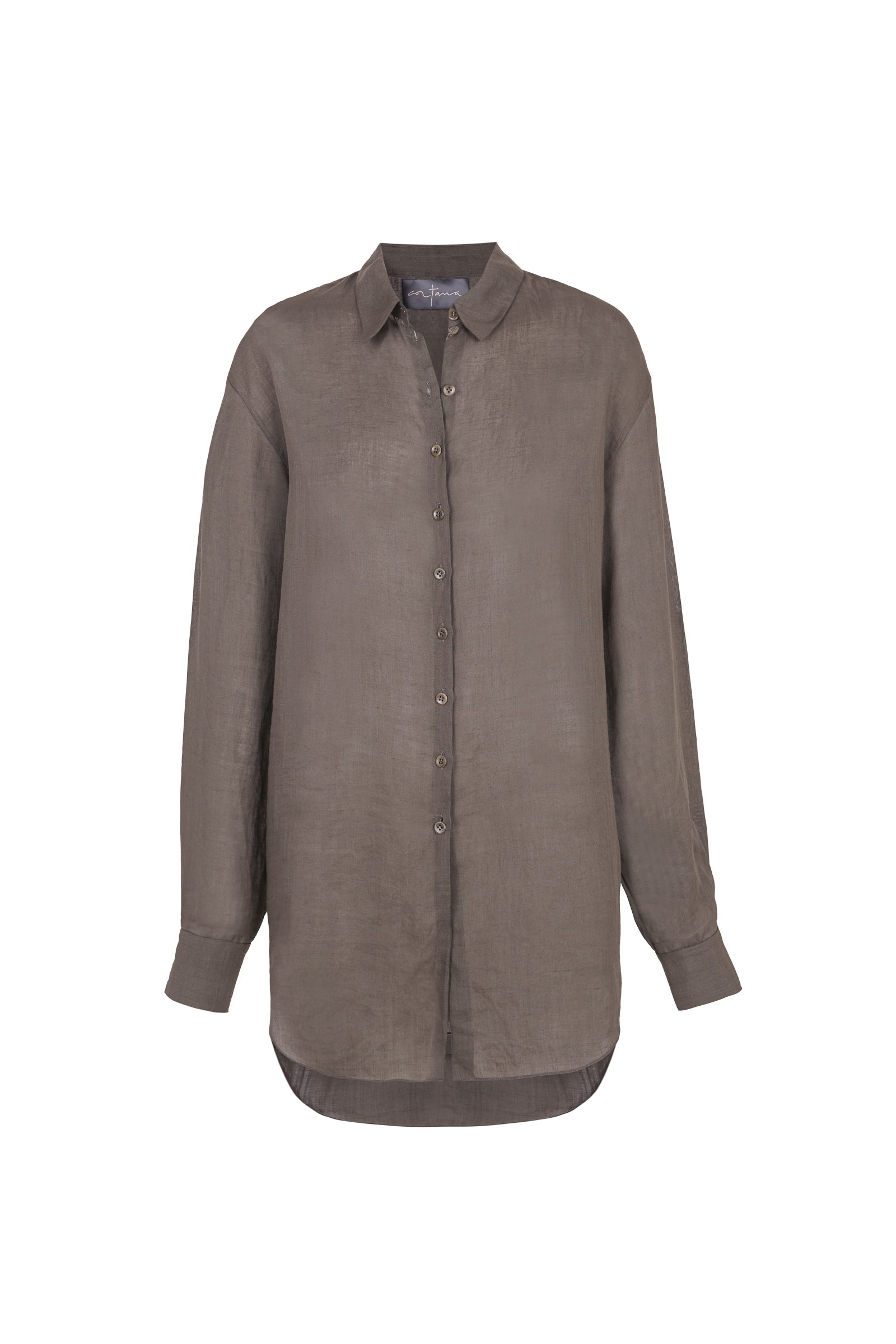 Dennis, camisa oversize en ramio castaña