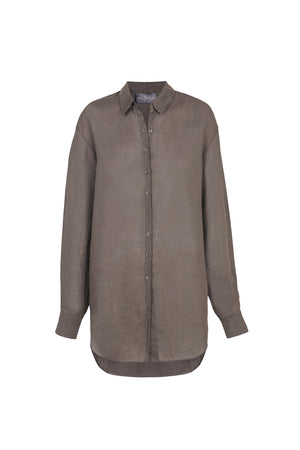 Dennis, chestnut oversize ramie shirt