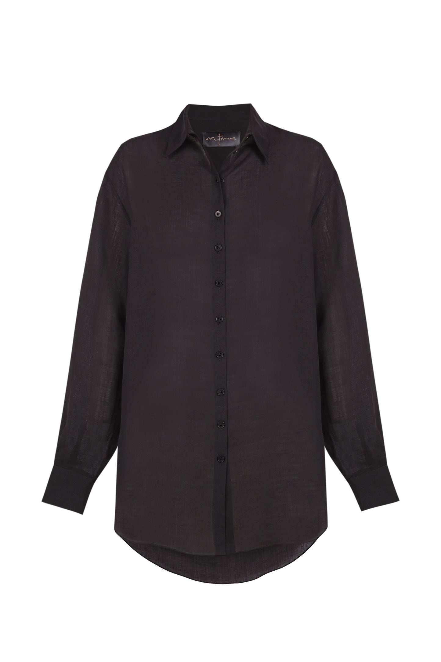 Dennis, black oversize shirt in ramie