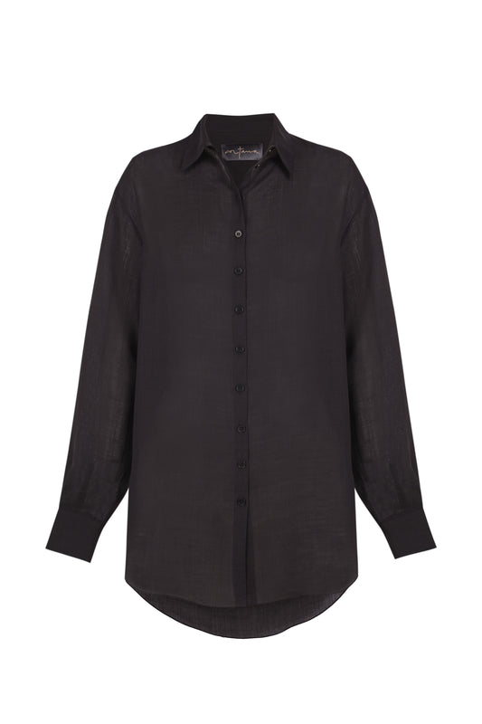 Dennis, camisa oversize en ramio negro