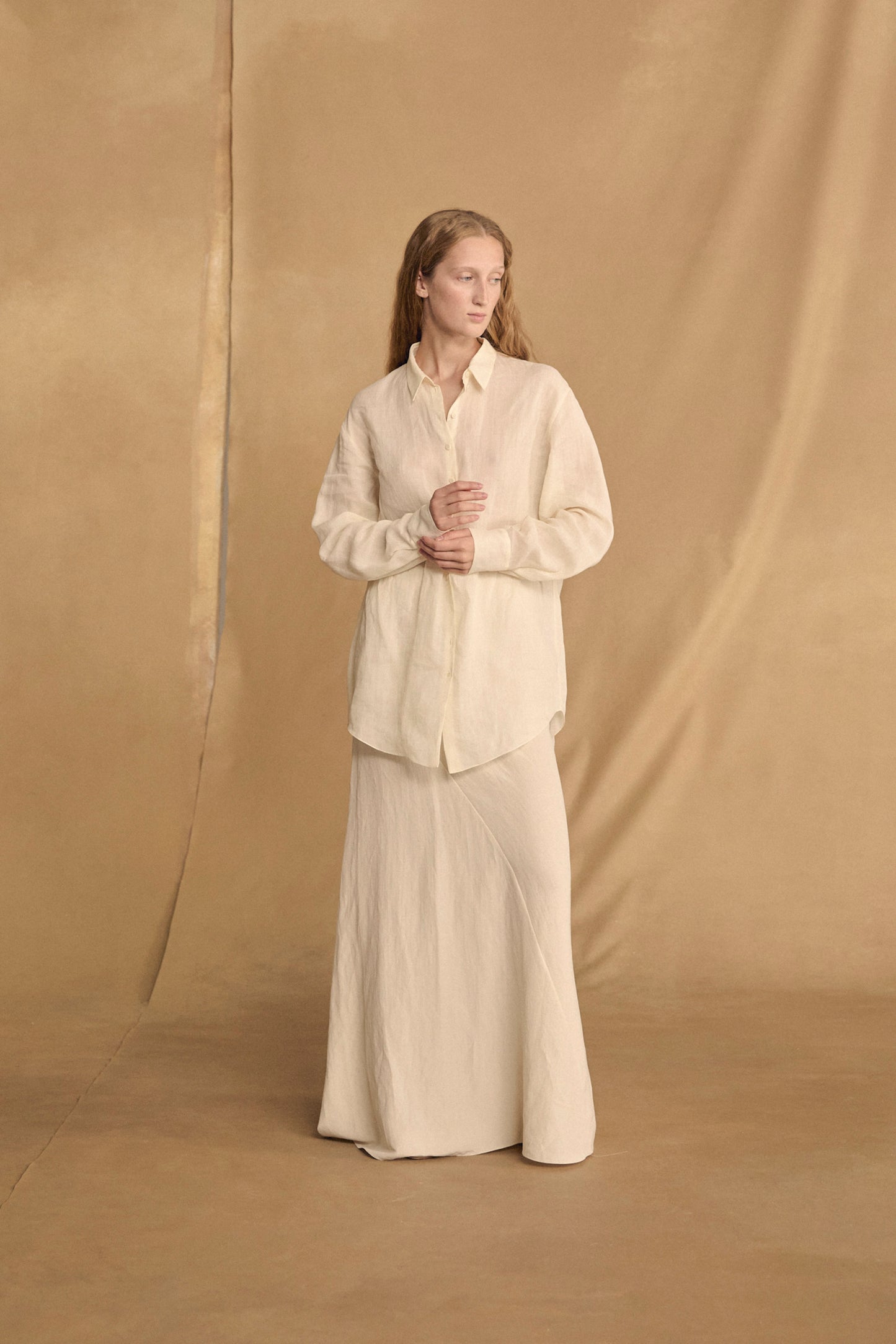 Mona, ivory linen and silk skirt