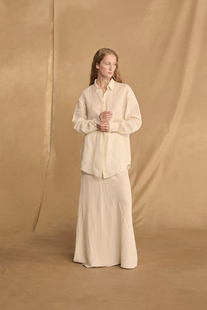 Mona, ivory linen and silk skirt