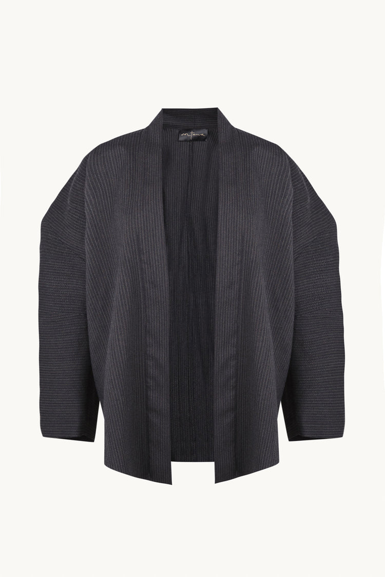 Destino, blue and grey jacquard striped oversized jacket