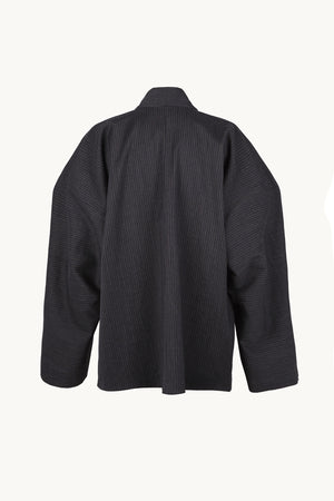 Destino, blue and grey jacquard striped oversized jacket