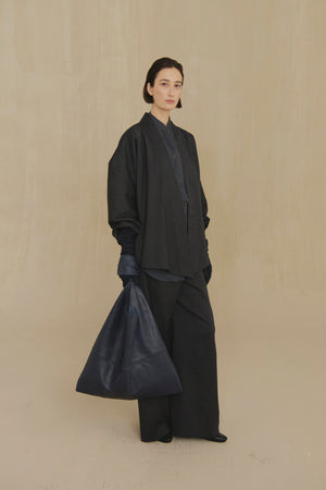 Destino, blue and grey jacquard striped oversized jacket