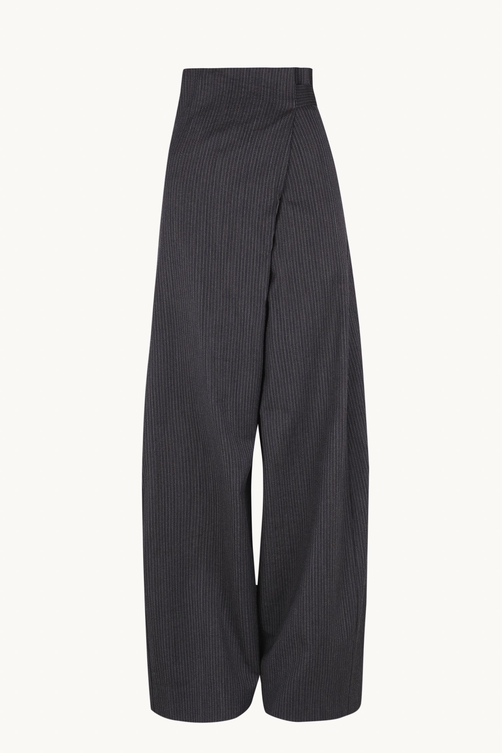 Destino, pantalon envolvente a rayas jacquard azul y gris