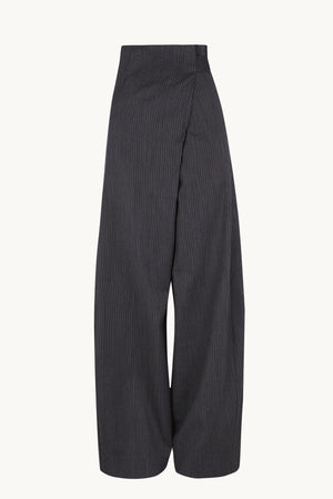 Destino, blue and grey jacquard striped wrap trousers