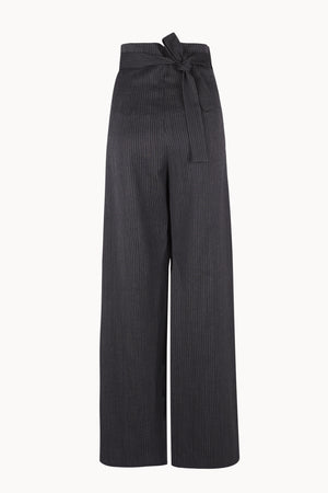 Destino, blue and grey jacquard striped wrap trousers