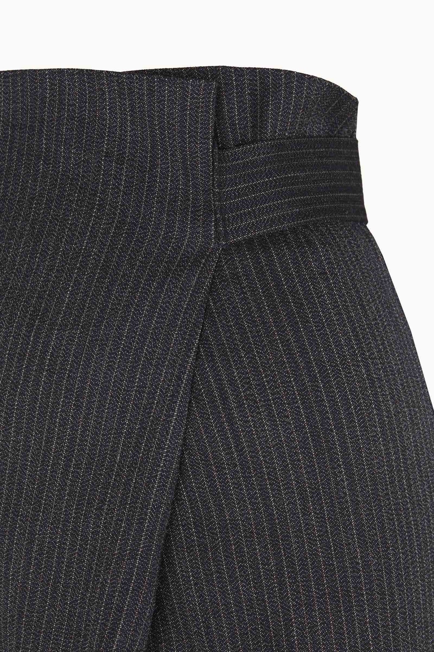 Destino, blue and grey jacquard striped wrap trousers