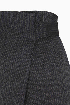 Destino, blue and grey jacquard striped wrap trousers