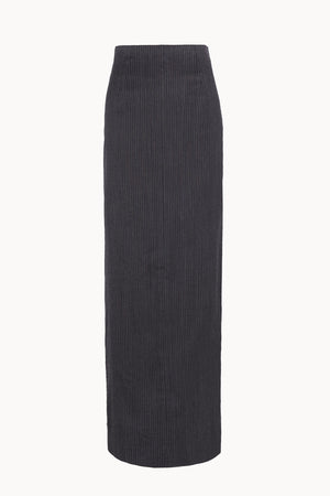 Destino, blue and grey jacquard striped maxi skirt