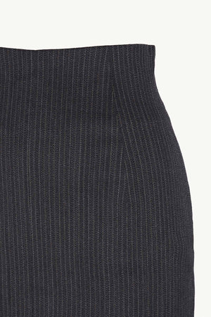 Destino, blue and grey jacquard striped maxi skirt