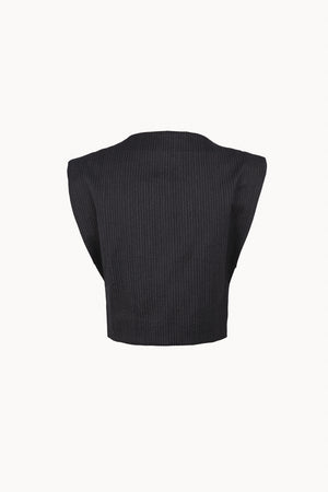 Destino, top a rayas jacquard azul y gris