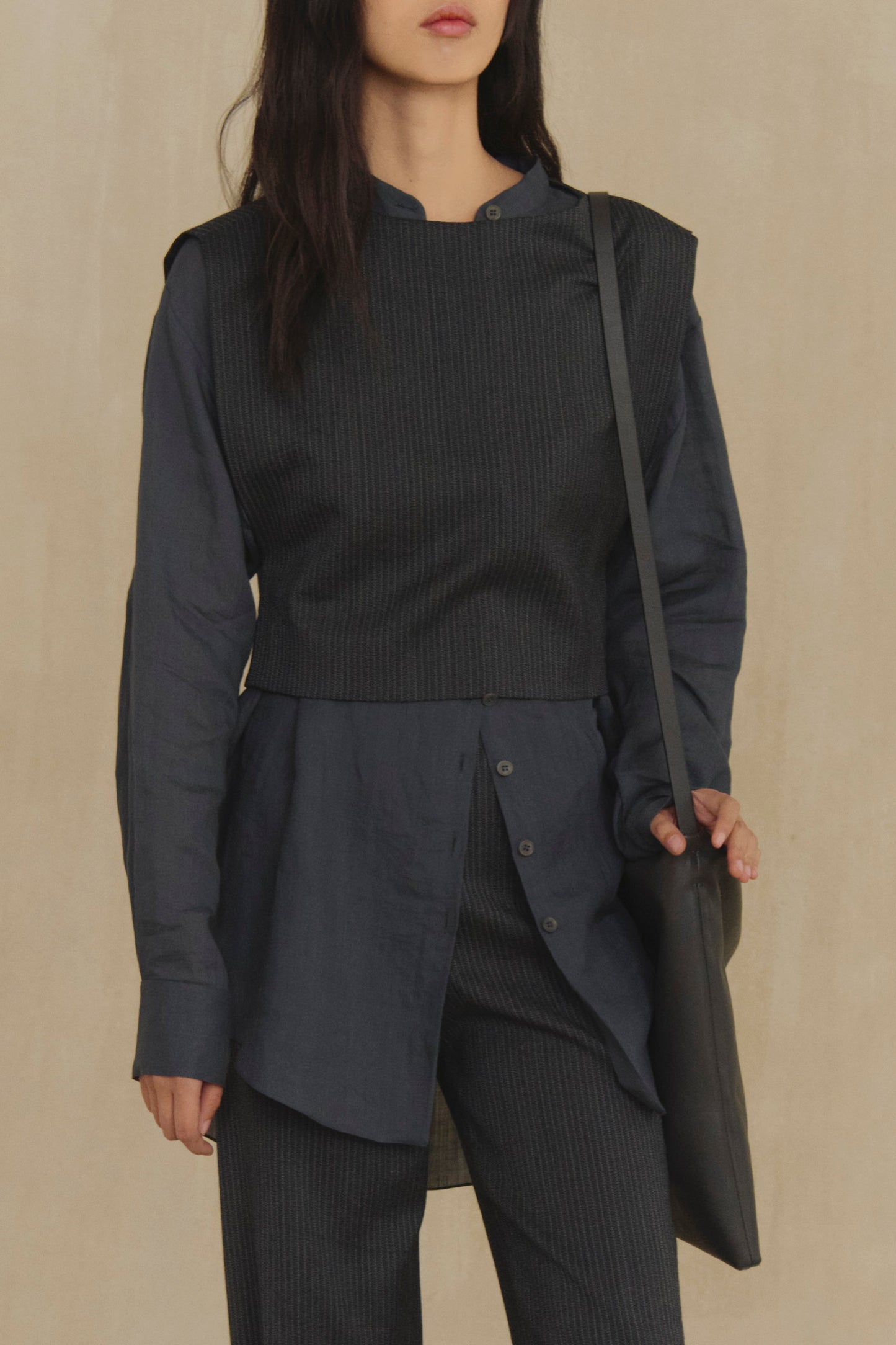 Destino, top a rayas jacquard azul y gris