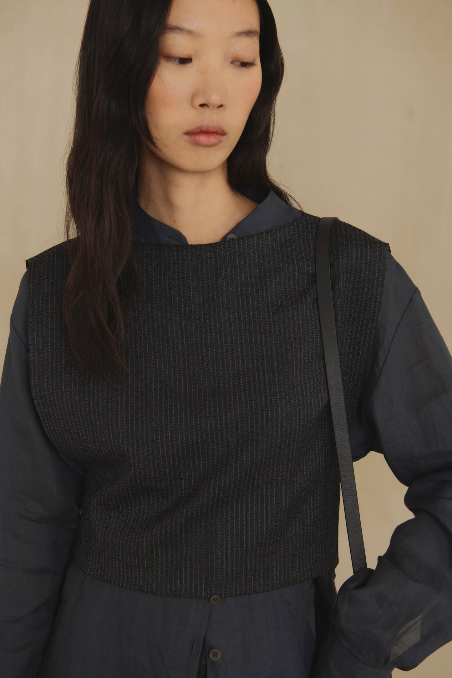 Destino, top a rayas jacquard azul y gris
