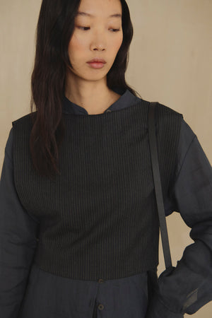 Destino, top a rayas jacquard azul y gris