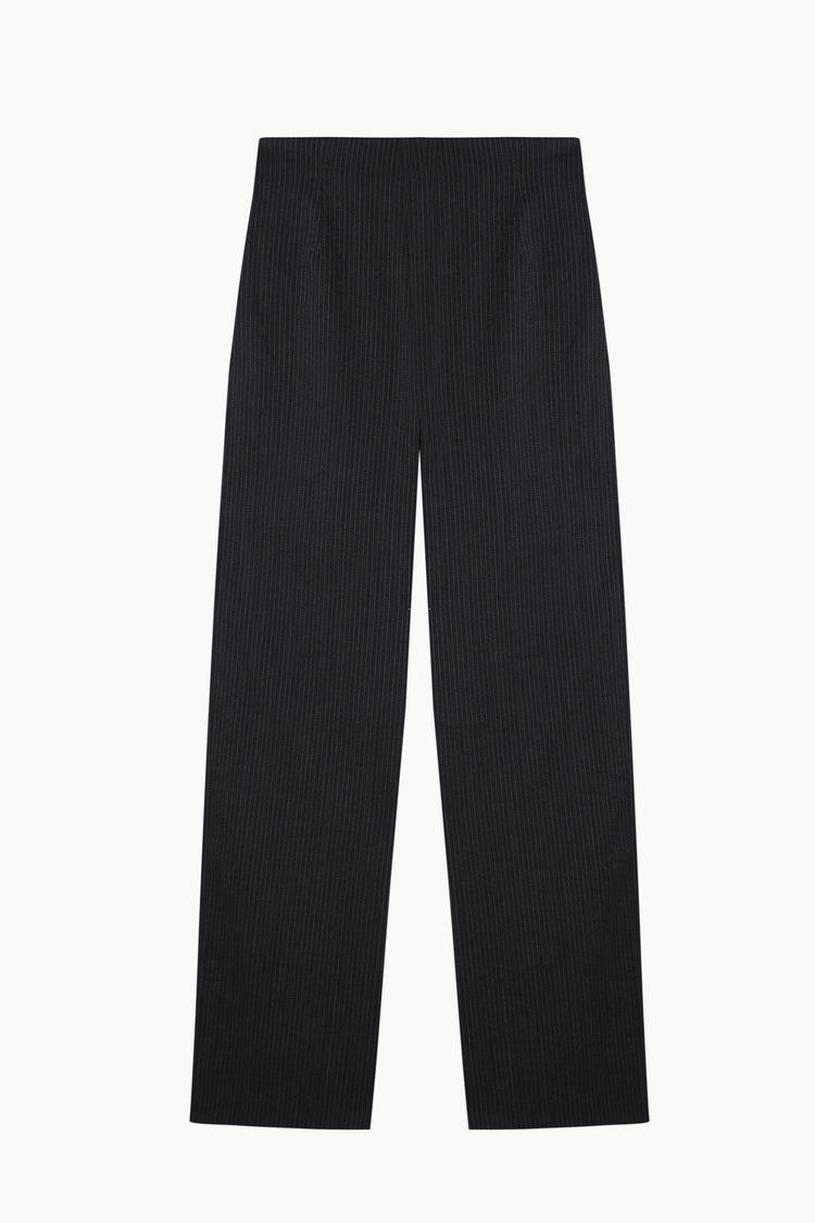 Devenir, blue and grey jacquard striped trousers
