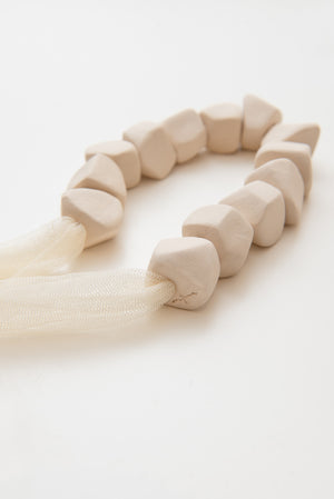 Earth, ecru ceramic bead necklace