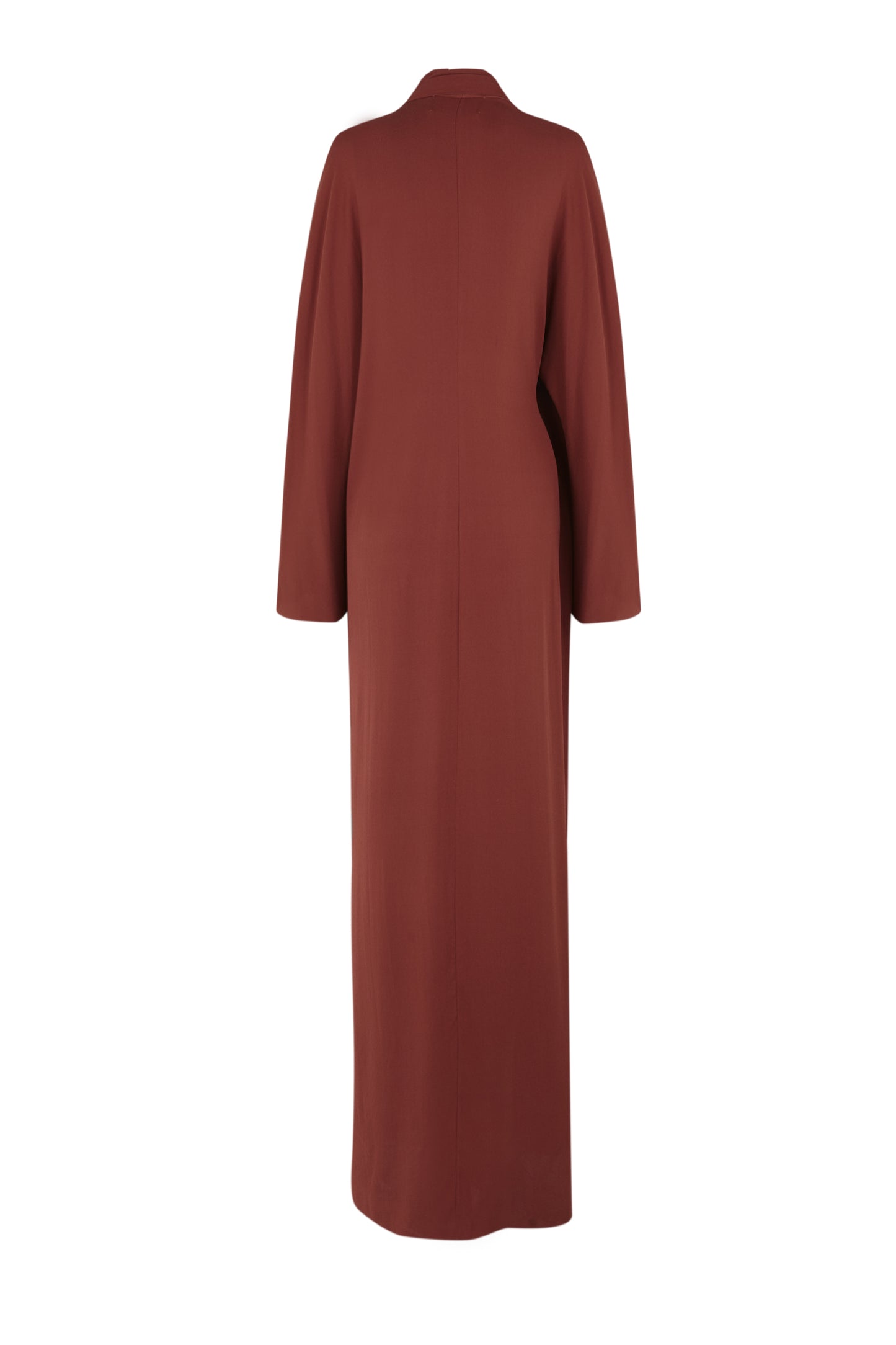 Edda, long dress in garnet stretch silk