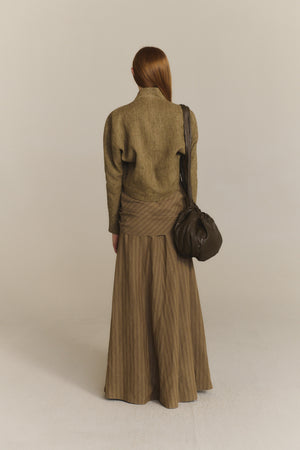 Tourmaline, chaqueta corta de lino jacquard kaki tostado