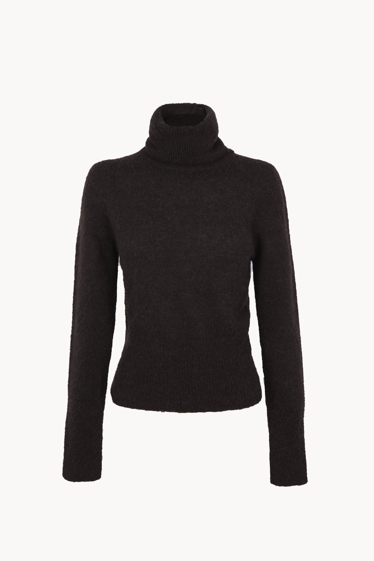 Eira, dark brown alpaca and silk turtleneck jumper