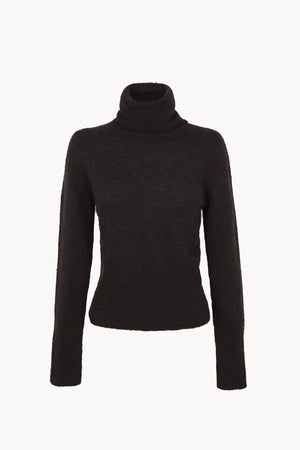 Eira, dark brown alpaca and silk turtleneck jumper