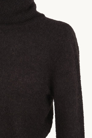Eira, dark brown alpaca and silk turtleneck jumper
