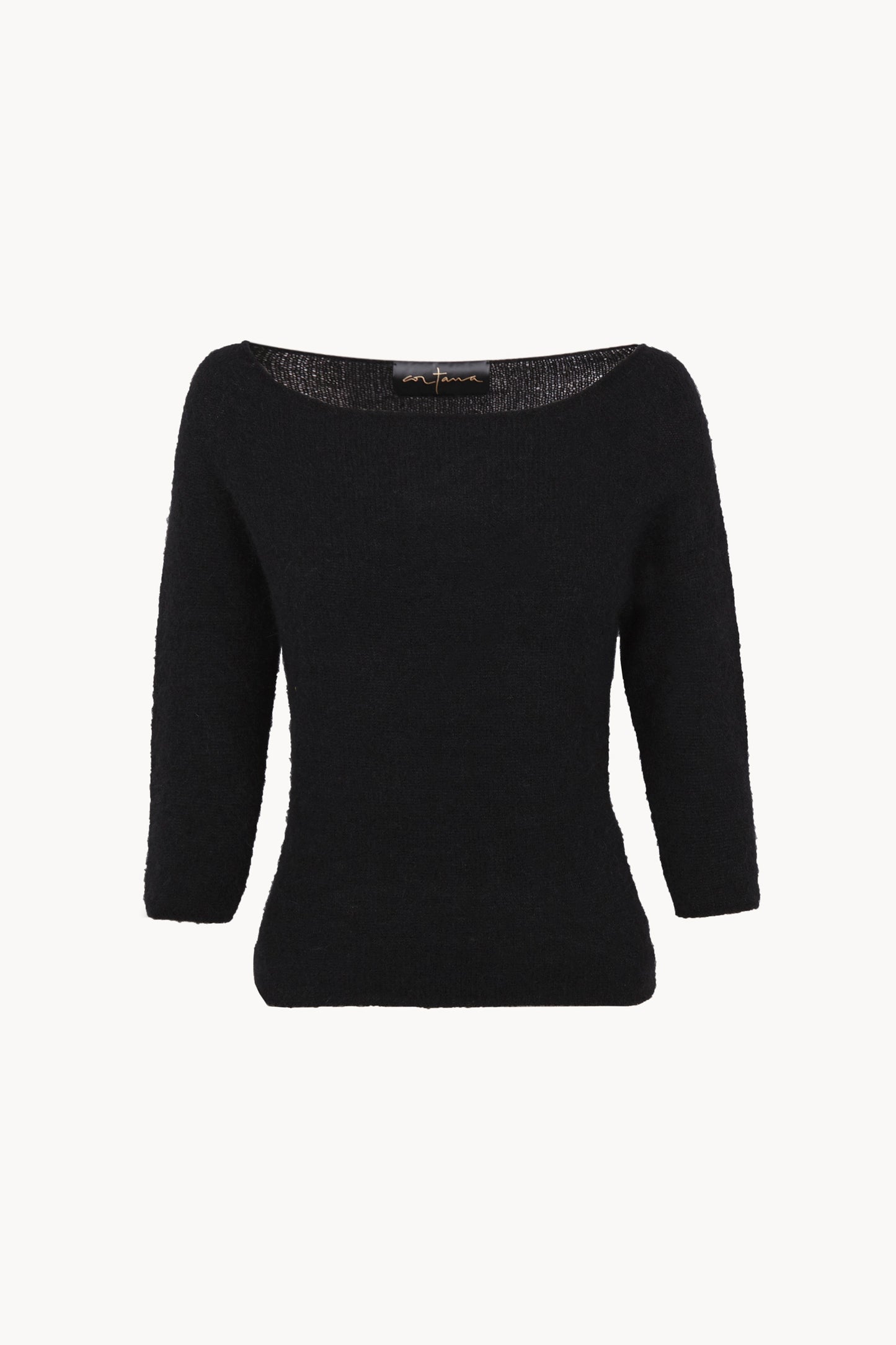 Eira, top de punto con cuello barco negro