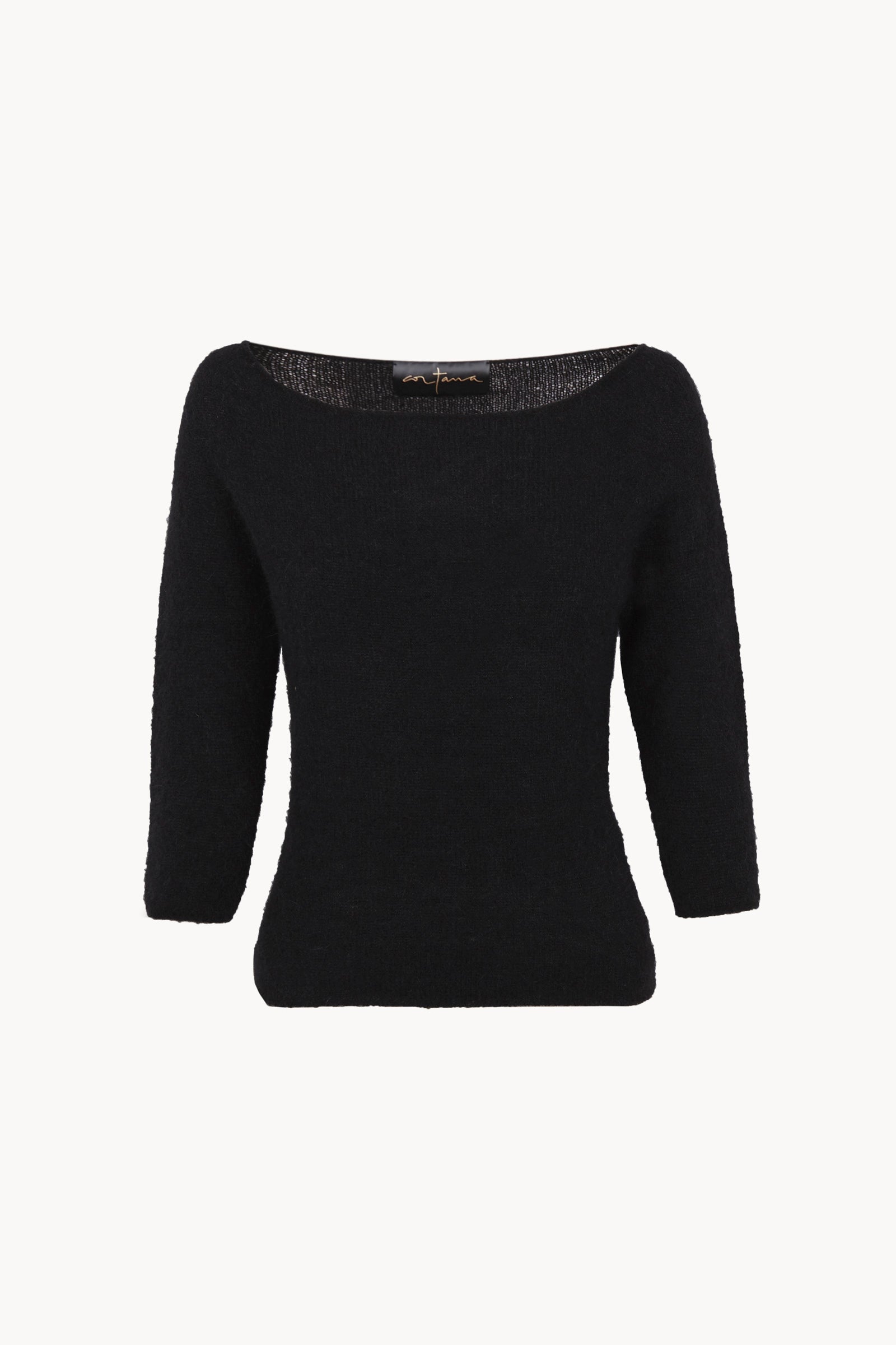 Eira, top de punto con cuello barco negro