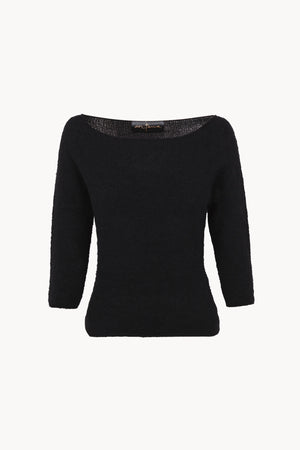 Eira, top de punto con cuello barco negro