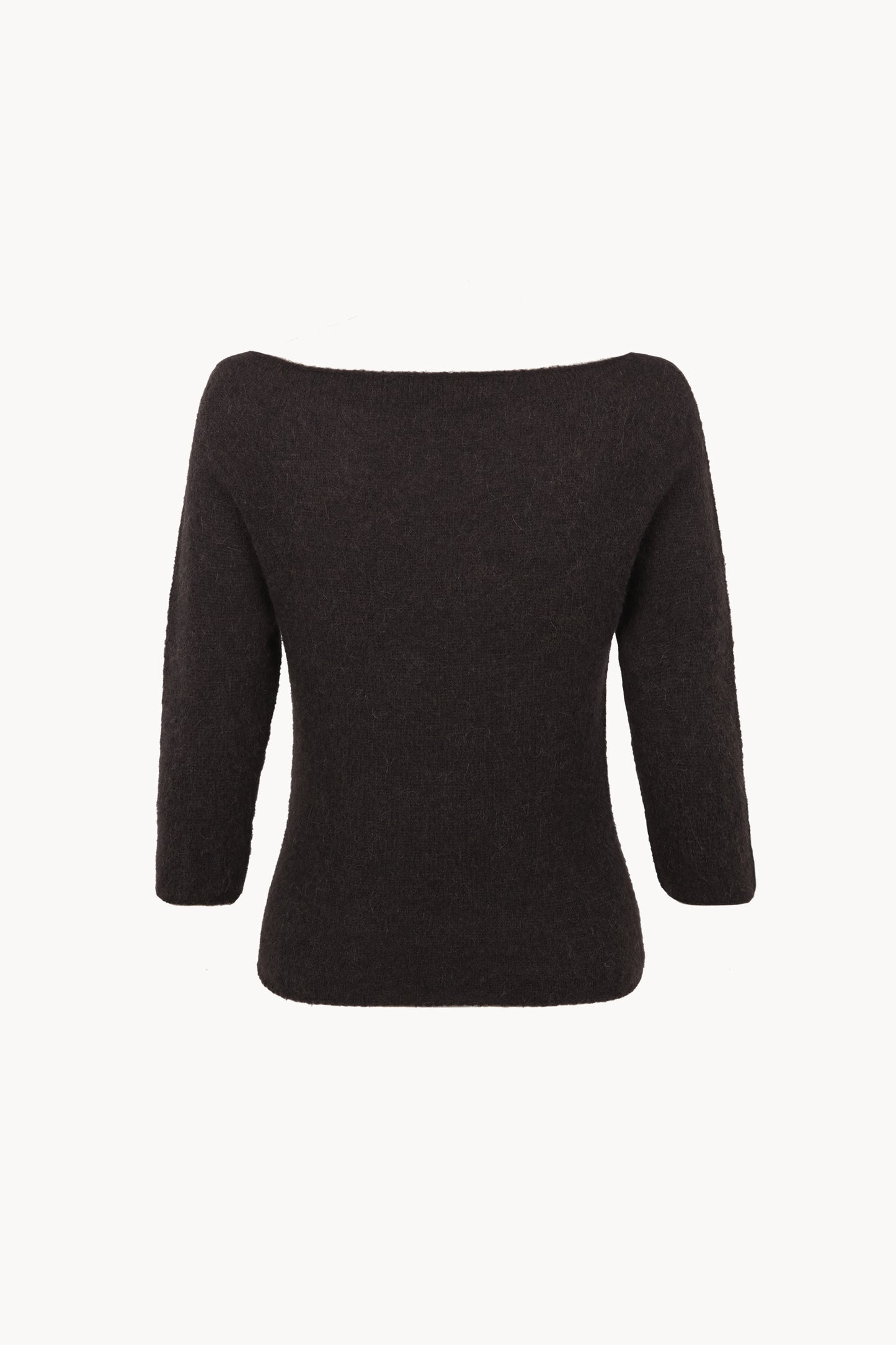 Eira, top de punto con cuello barco marron oscuro