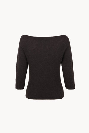 Eira, top de punto con cuello barco marron oscuro