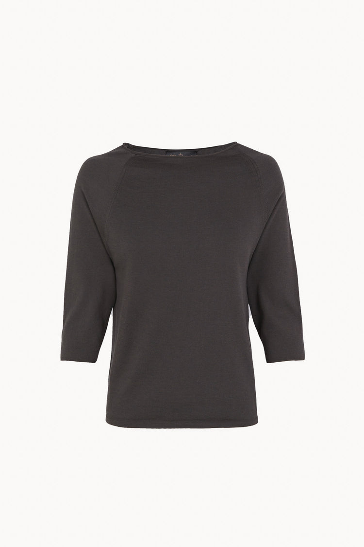 Elaris, jersey entallado de punto de algodon y seda grafito