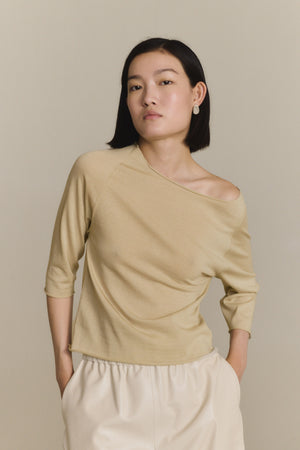 Elaris, dark beige organic cotton and silk sweater