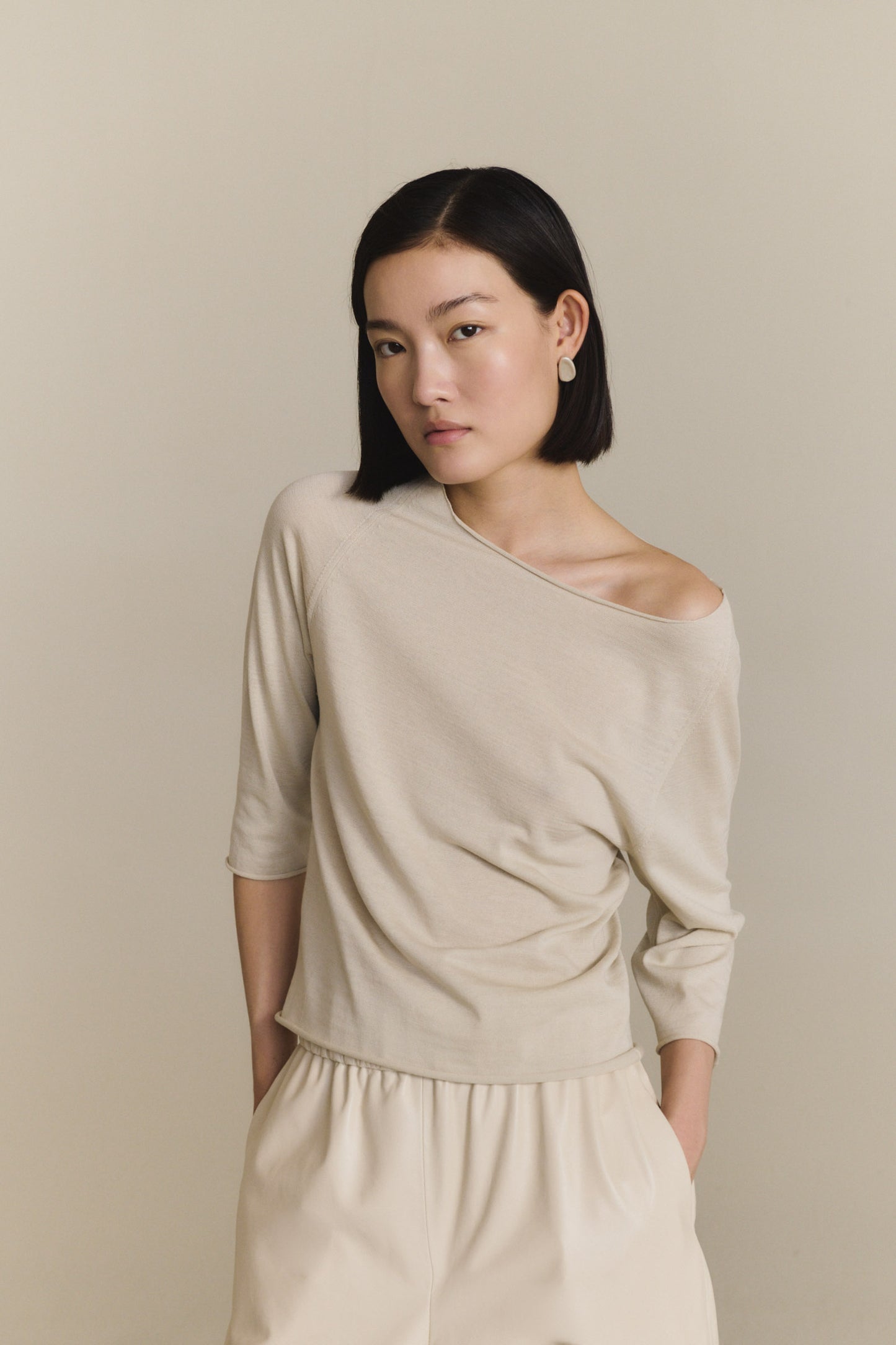 Elaris, off white organic cotton and silk sweater