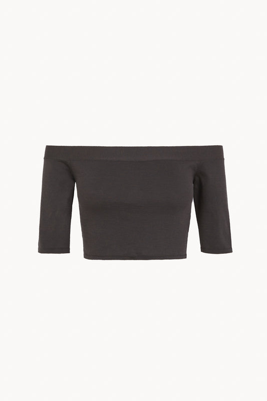 Elaris, top de punto de algodon y seda grafito