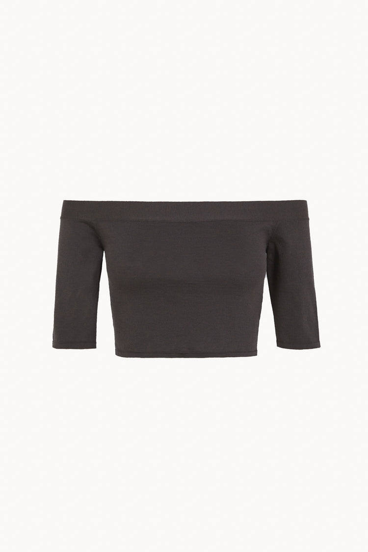 Elaris, top de punto de algodon y seda grafito