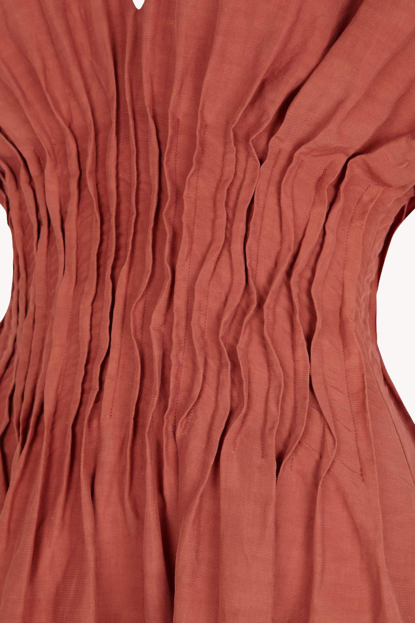 Elena, vestido largo fruncido cayena