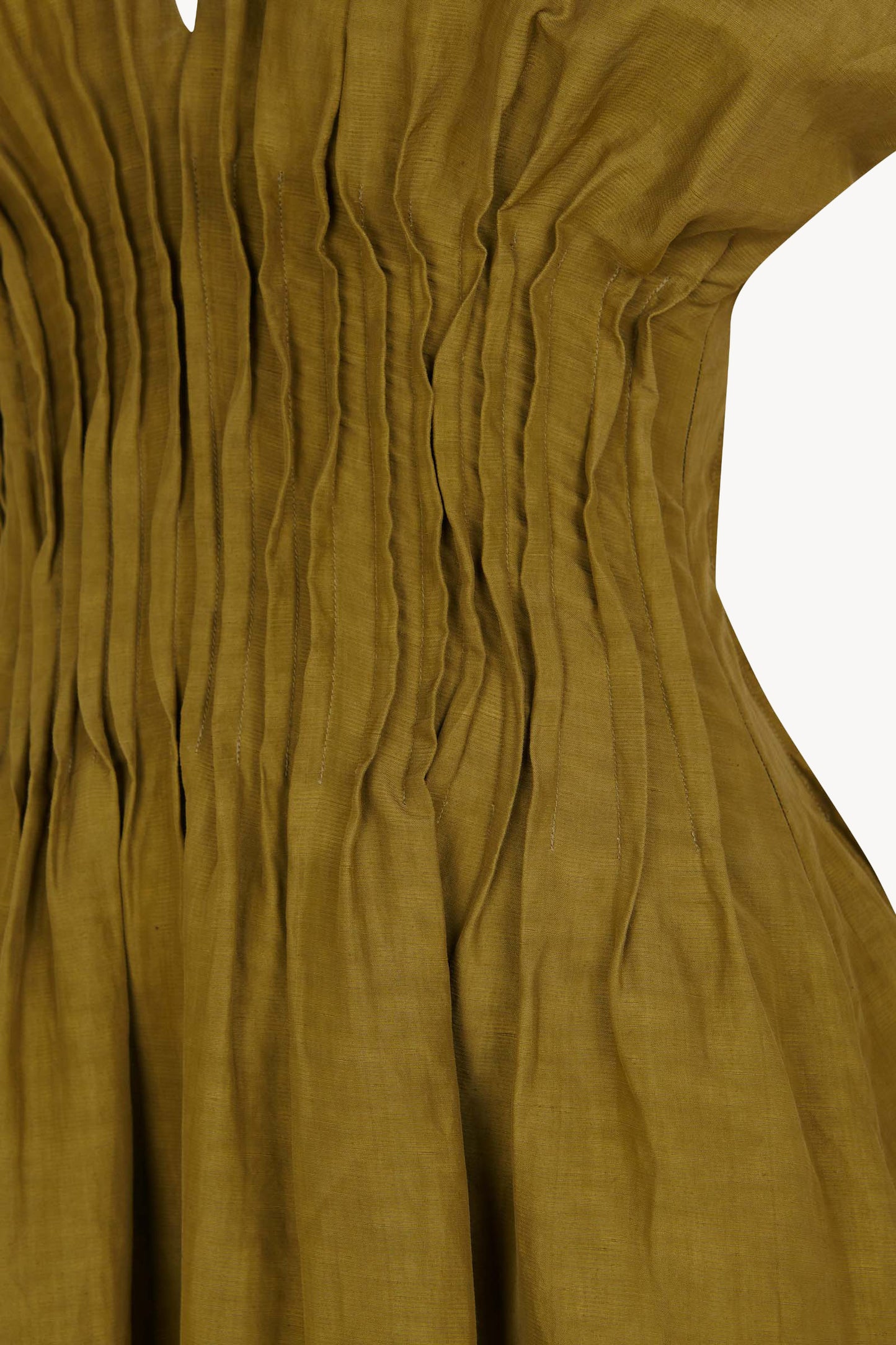 Elena, olive green gathered long dress