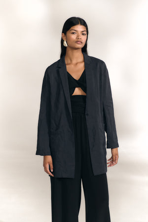 Elena, chaqueta oversize marino oscuro