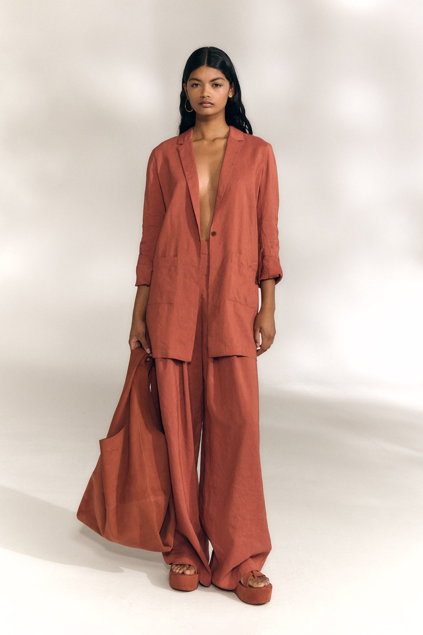 Elena, cayenne high-waisted pants