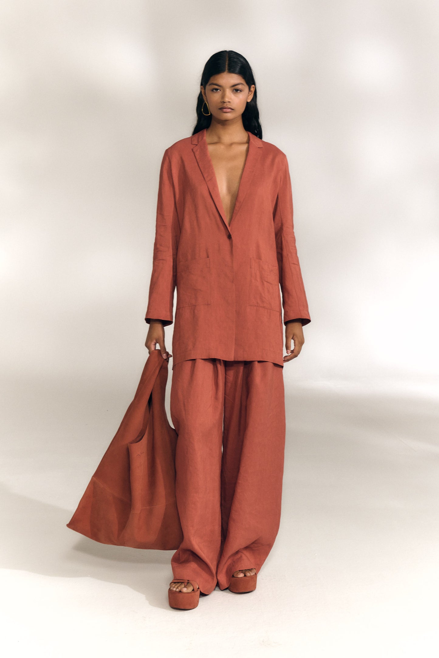 Elena, cayenne high-waisted pants