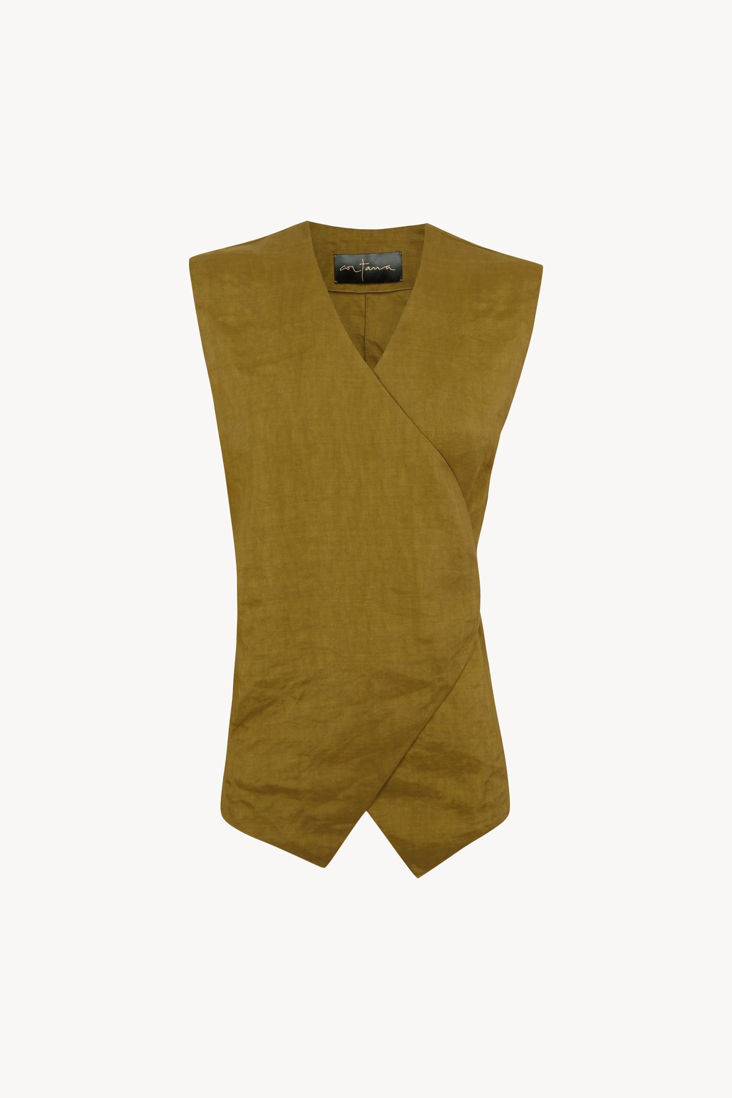 Elena, chaleco cruzado verde oliva