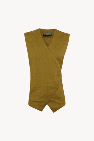 Elena, chaleco cruzado verde oliva