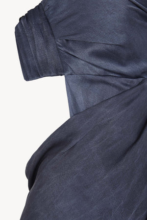 Elira, vestido palabra de honor azul maltinto