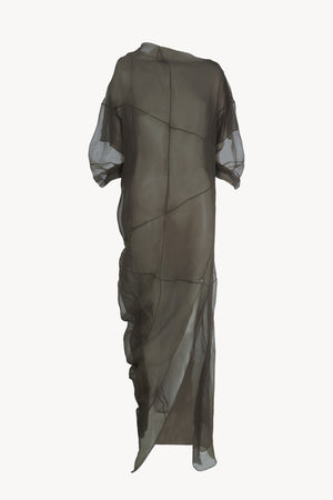 Elke, vestido de chiffon de seda gris carbon