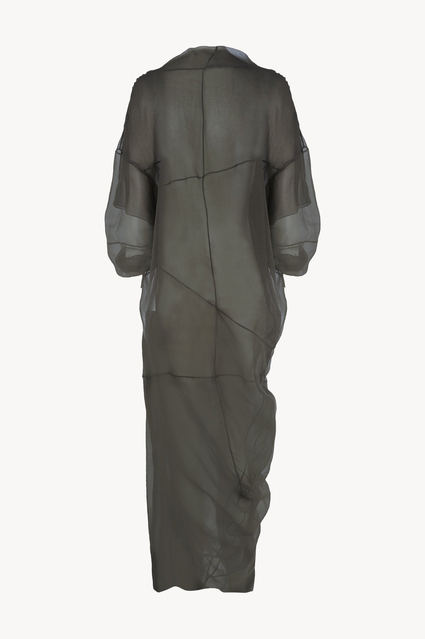 Elke, vestido de chiffon de seda gris carbon