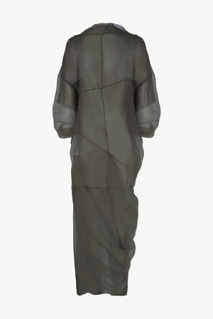 Elke, vestido de chiffon de seda gris carbon